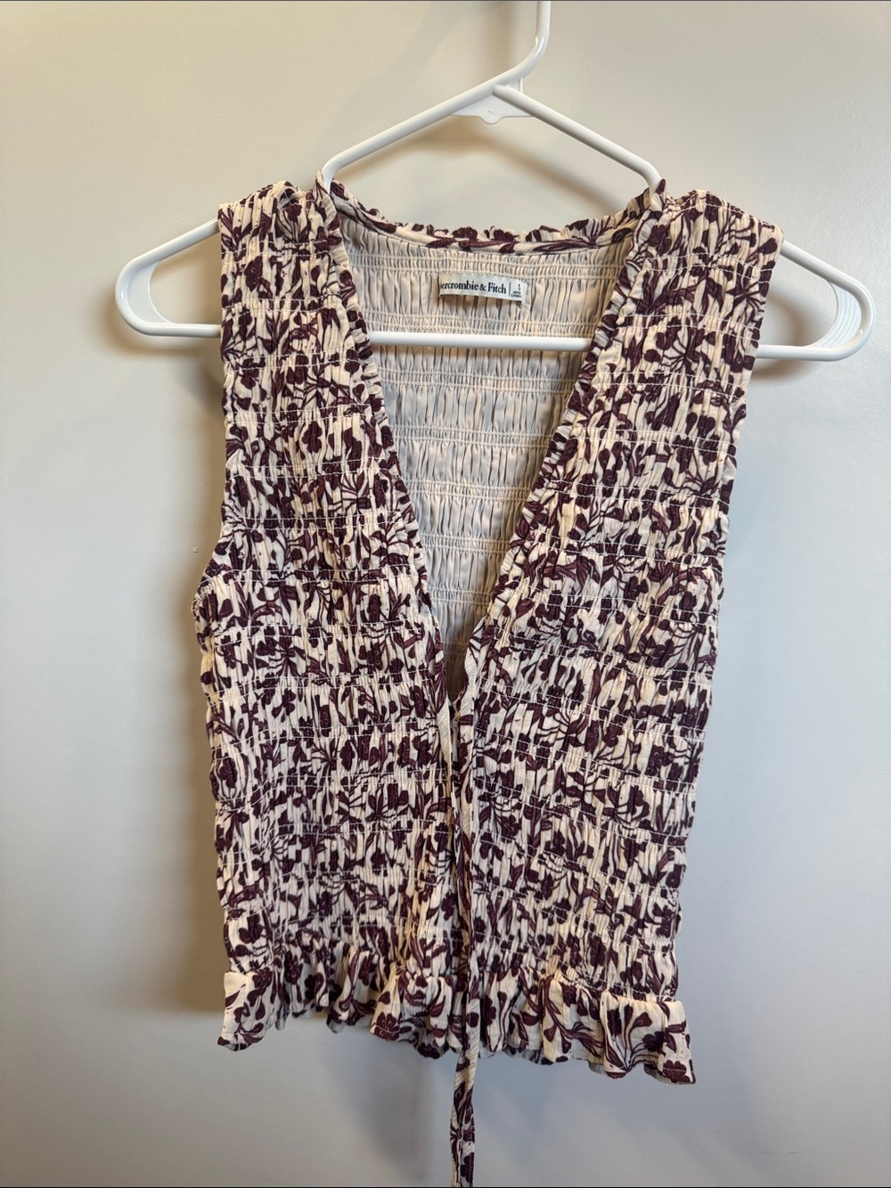 Abercrombie & Fitch Cream Tank with Dark Purple Floral Print